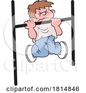 Poster, Art Print Of Cartoon Boy Struggling To Do Pull Ups