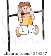 Poster, Art Print Of Cartoon Girl Struggling To Do Pull Ups