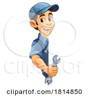 Poster, Art Print Of Mechanic Plumber Cartoon Wrench Spanner Handyman