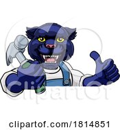 Poster, Art Print Of Panther Carpenter Handyman Builder Holding Hammer