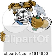 Poster, Art Print Of Bulldog Hammer Cartoon Mascot Handyman Carpenter