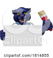 Poster, Art Print Of Panther Painter Decorator Paint Roller Mascot Man