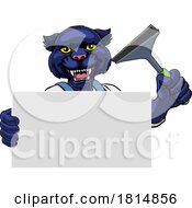 Poster, Art Print Of Window Cleaner Panther Car Wash Cleaning Mascot