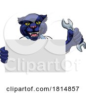 Poster, Art Print Of Panther Mechanic Plumber Spanner Wrench Handyman