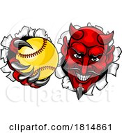 Poster, Art Print Of Devil Softball Sports Team Mascot