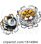 Wildcat Angry Pool 8 Ball Billiards Mascot Cartoon