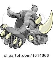 Rhino Rhinoceros Ice Hockey Cartoon Sports Mascot