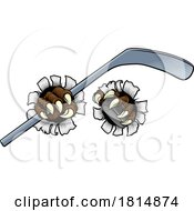 Poster, Art Print Of Ice Hockey Stick Puck Claws Cartoon Monster Hands