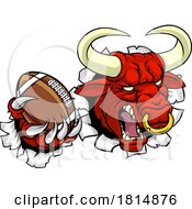 Poster, Art Print Of Bull Minotaur Longhorn Cow Football Mascot Cartoon