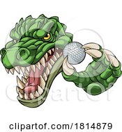 Poster, Art Print Of Crocodile Dinosaur Alligator Golf Sports Mascot