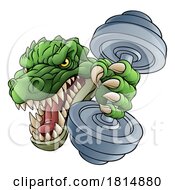 Poster, Art Print Of Crocodile Dinosaur Alligator Weight Lifting Mascot