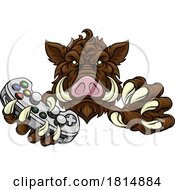 Poster, Art Print Of Boar Wild Hog Razorback Warthog Pig Gaming Mascot