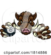 Poster, Art Print Of Boar Wild Hog Razorback Warthog Pig Pool Mascot