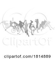 Poster, Art Print Of Sports Active Fitness Sport Silhouette People Set