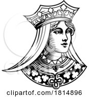 Queen Medieval Woman Head Face Vintage Woodcut by AtStockIllustration