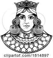 Queen Medieval Woman Head Face Vintage Woodcut by AtStockIllustration