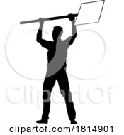 Poster, Art Print Of Protest Rally March Picket Sign Silhouette Person