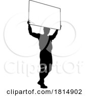 Poster, Art Print Of Protest Rally March Picket Sign Silhouette Person