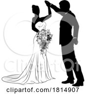 Poster, Art Print Of Bride And Groom Couple Wedding Dress Silhouettes