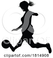 Poster, Art Print Of Female Soccer Football Player Woman Silhouette