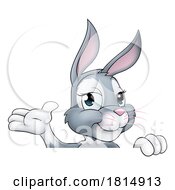 Poster, Art Print Of Easter Bunny Rabbit Cartoon Character Peeking Sign