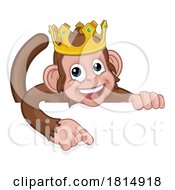 Poster, Art Print Of Monkey King Crown Cartoon Animal Pointing At Sign