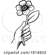 Hand Holding Flower Vintage Woodcut Tattoo Style