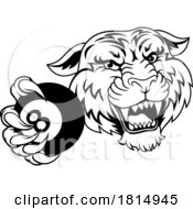 Poster, Art Print Of Tiger Angry Pool 8 Ball Billiards Mascot Cartoon