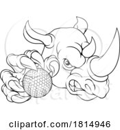 Poster, Art Print Of Rhino Rhinoceros Golf Cartoon Sports Mascot