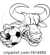 Bull Minotaur Longhorn Cow Soccer Mascot Cartoon