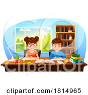 Poster, Art Print Of Children Doing Homework Clipart