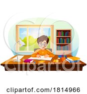 Poster, Art Print Of Boy Doing Homework Clipart