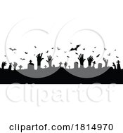 Poster, Art Print Of Silhouetted Halloween Zombie Banner Clipart