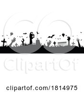 Poster, Art Print Of Silhouetted Halloween Zombie Banner Clipart