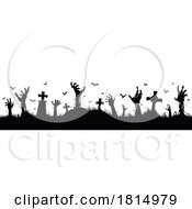 Poster, Art Print Of Silhouetted Halloween Zombie Banner Clipart