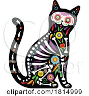 Poster, Art Print Of Mexican Day Of The Dead Sugar Skull Cat Skeleton Clipart