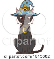 Poster, Art Print Of Halloween Witchy Cat Wearing A Hat