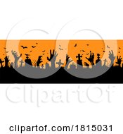 Poster, Art Print Of Silhouetted Halloween Zombie Banner Clipart