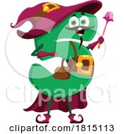 Poster, Art Print Of Halloween Wizard Number 5 Math Mascot Clipart