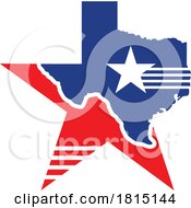 State Of Texas USA Map And Patriotic Design With Star And Stripes