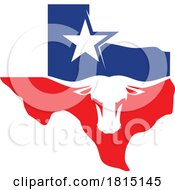 State Of Texas USA Map And Patriotic Design With Star And Longhorn