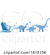 Poster, Art Print Of Silhouetted Dinosaurs Pulling Santas Sleigh Clipart