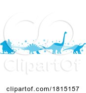 Poster, Art Print Of Silhouetted Dinosaurs Pulling Santas Sleigh Clipart