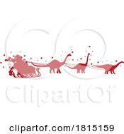 Poster, Art Print Of Silhouetted Dinosaurs Pulling Santas Sleigh Clipart