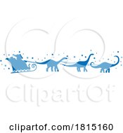 Poster, Art Print Of Silhouetted Dinosaurs Pulling Santas Sleigh Clipart