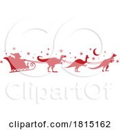 Poster, Art Print Of Silhouetted Dinosaurs Pulling Santas Sleigh Clipart