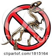 Warning Sign With A Dinosaur Skeleton Clipart by Vector Tradition SM