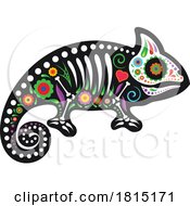 08/24/2024 - Mexican Day Of The Dead Sugar Skull Chameleon Skeleton Clipart