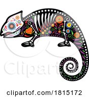 08/24/2024 - Mexican Day Of The Dead Sugar Skull Chameleon Skeleton Clipart