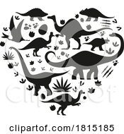 Poster, Art Print Of Silhouetted Dinosaur Heart Clipart